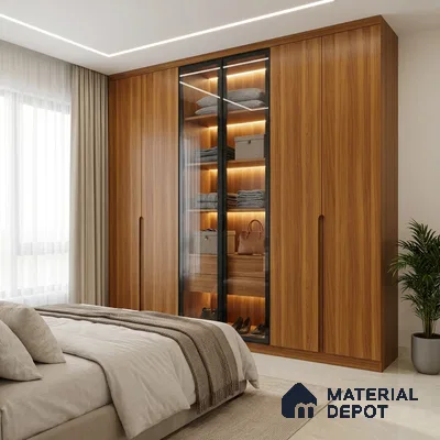 Wooden Look LM 19289 English Juglans 8 ft x 4 ft Texture Finish Decorative Laminate - 1 mm | Suitable for TV Unit, Wardrobe, Kitchen Cabinets