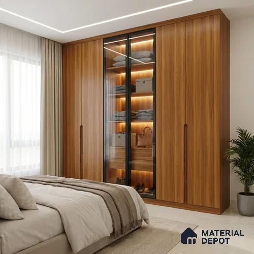 Wooden Look LM 19289 English Juglans 8 ft x 4 ft Texture Finish Decorative Laminate - 1 mm | Suitable for TV Unit, Wardrobe, Kitchen Cabinets