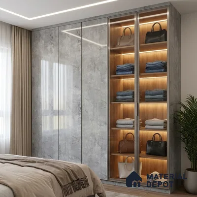 Wooden Look LM 19302 Greek Slate 2 8 ft x 4 ft Glossy Finish Decorative Laminate - 1 mm | Suitable for TV Unit, Wardrobe, Kitchen Cabinets