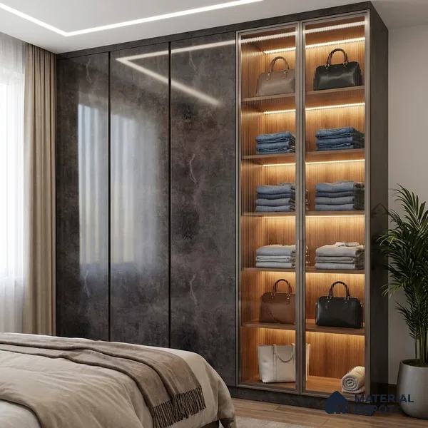 Wooden Look LM 19303 Greek Slate 1 8 ft x 4 ft Glossy Finish Decorative Laminate - 1 mm | Suitable for TV Unit, Wardrobe, Kitchen Cabinets