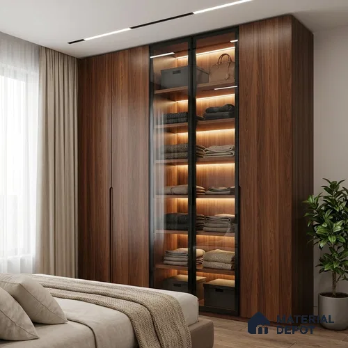 Wooden Look LM 19311 Polished Walnut 8 ft x 4 ft Matte Finish Decorative Laminate - 1 mm | Suitable for TV Unit, Wardrobe, Kitchen Cabinets