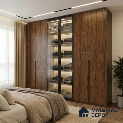 Wooden Look LM 19316 Tropical Wood 8 ft x 4 ft Texture Finish Decorative Laminate - 1 mm | Suitable for TV Unit, Wardrobe, Kitchen Cabinets