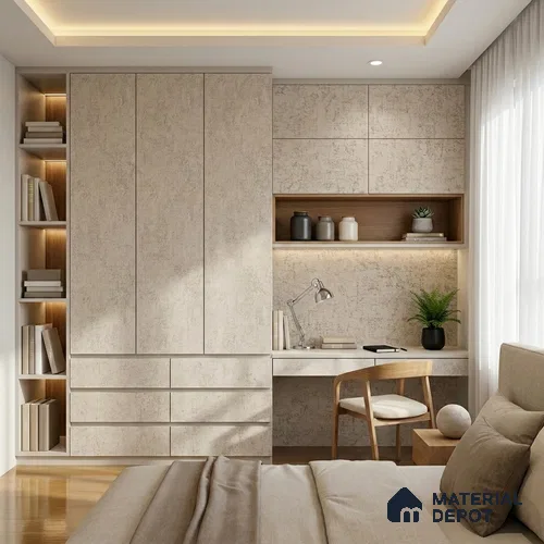 Marble Look LM 19322 Concrete Charcoal 8 ft x 4 ft Texture Finish Decorative Laminate - 1 mm | Suitable for TV Unit, Wardrobe, Kitchen Cabinets