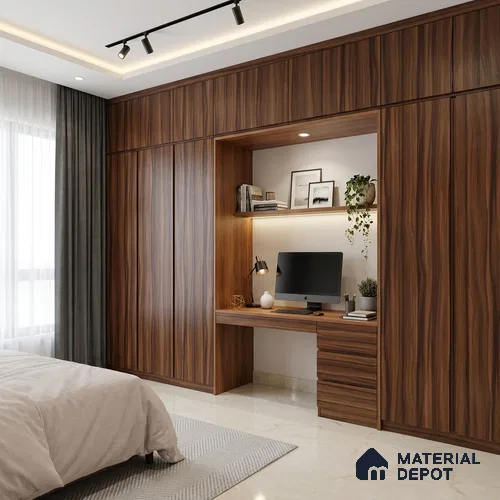 Wooden Look LM 19326 Wharthon Walnut 8 ft x 4 ft Texture Finish Decorative Laminate - 1 mm | Suitable for TV Unit, Wardrobe, Kitchen Cabinets