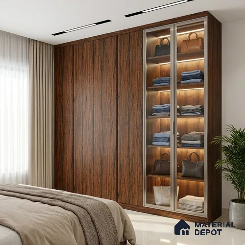 Wooden Look LM 19332 Tropical Wood 8 ft x 4 ft Texture Finish Decorative Laminate - 1 mm | Suitable for TV Unit, Wardrobe, Kitchen Cabinets