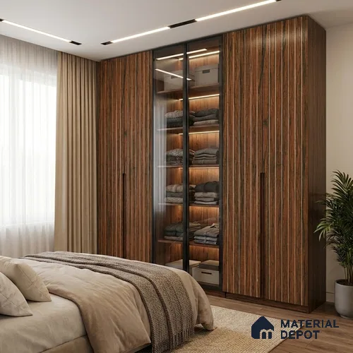 Wooden Look LM 19338 Tropical Wood 8 ft x 4 ft Texture Finish Decorative Laminate - 1 mm | Suitable for TV Unit, Wardrobe, Kitchen Cabinets