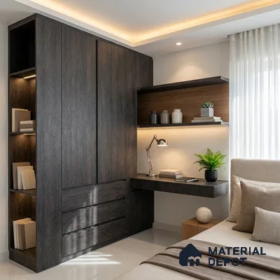 Marble Look LM 19343 Asphalt Concrete 8 ft x 4 ft Texture Finish Decorative Laminate - 1 mm | Suitable for TV Unit, Wardrobe, Kitchen Cabinets