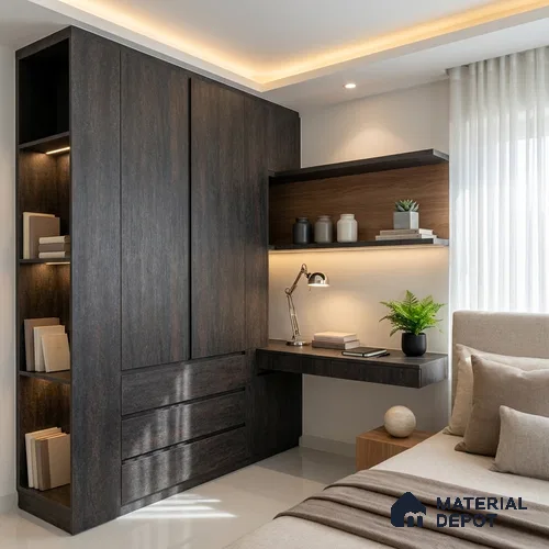 Marble Look LM 19343 Asphalt Concrete 8 ft x 4 ft Texture Finish Decorative Laminate - 1 mm | Suitable for TV Unit, Wardrobe, Kitchen Cabinets
