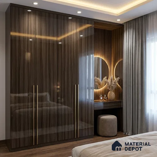 Wooden Look LM 19345 Marshal Mahogany 8 ft x 4 ft Glossy Finish Decorative Laminate - 1 mm | Suitable for TV Unit, Wardrobe, Kitchen Cabinets