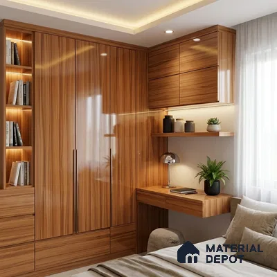 Wooden Look LM 19349 Waterloo Walnut 8 ft x 4 ft Glossy Finish Decorative Laminate - 1 mm | Suitable for TV Unit, Wardrobe, Kitchen Cabinets