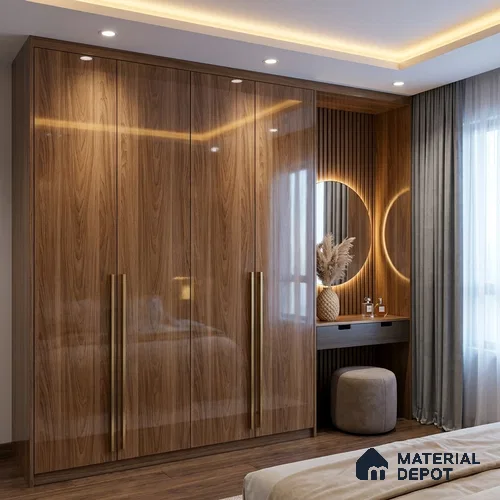 Wooden Look LM 19353 Raw Walnut 8 ft x 4 ft Glossy Finish Decorative Laminate - 1 mm | Suitable for TV Unit, Wardrobe, Kitchen Cabinets