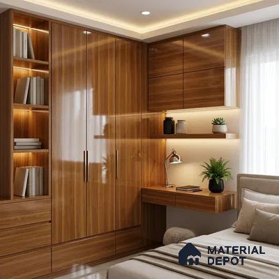 Wooden Look LM 19355 English Juglans 8 ft x 4 ft Glossy Finish Decorative Laminate - 1 mm | Suitable for TV Unit, Wardrobe, Kitchen Cabinets
