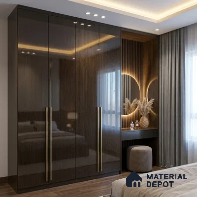 Wooden Look LM 19357 Mongolian Oak 8 ft x 4 ft Glossy Finish Decorative Laminate - 1 mm | Suitable for TV Unit, Wardrobe, Kitchen Cabinets