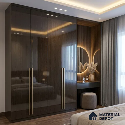 Wooden Look LM 19357 Mongolian Oak 8 ft x 4 ft Glossy Finish Decorative Laminate - 1 mm | Suitable for TV Unit, Wardrobe, Kitchen Cabinets