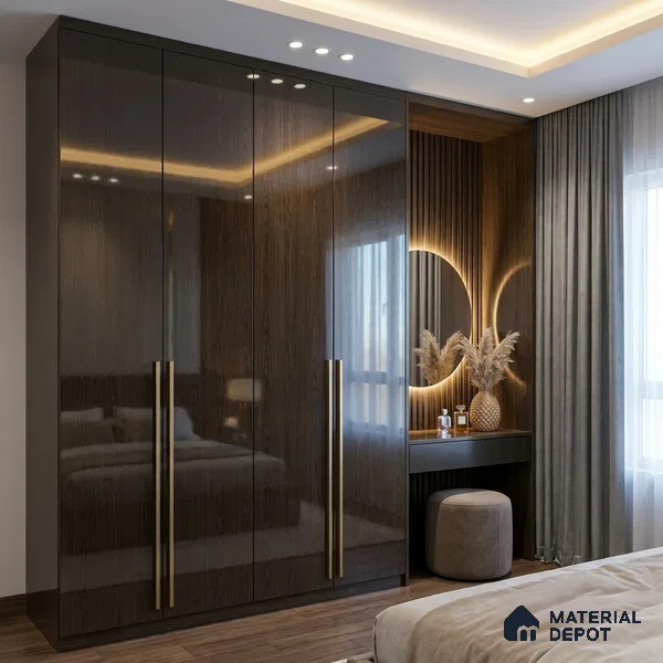 Wooden Look LM 19357 Mongolian Oak 8 ft x 4 ft Glossy Finish Decorative Laminate - 1 mm | Suitable for TV Unit, Wardrobe, Kitchen Cabinets