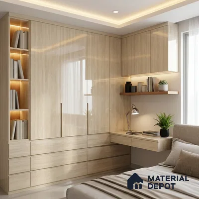 Wooden Look LM 19360 Baraki Walnut 8 ft x 4 ft Glossy Finish Decorative Laminate - 1 mm | Suitable for TV Unit, Wardrobe, Kitchen Cabinets