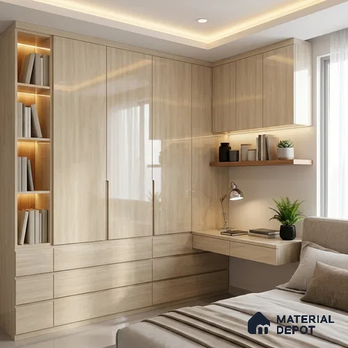 Wooden Look LM 19360 Baraki Walnut 8 ft x 4 ft Glossy Finish Decorative Laminate - 1 mm | Suitable for TV Unit, Wardrobe, Kitchen Cabinets