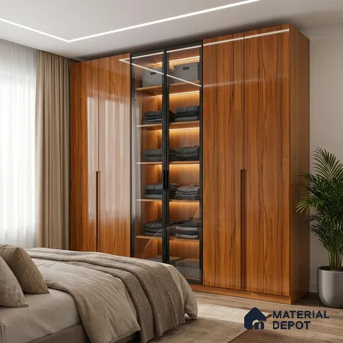 Wooden Look LM 19366 Apple Wood Usa 8 ft x 4 ft Glossy Finish Decorative Laminate - 1 mm | Suitable for TV Unit, Wardrobe, Kitchen Cabinets