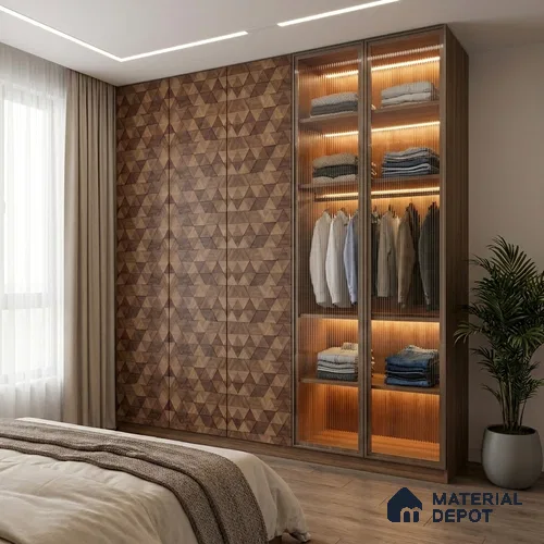 Digital Look LM 19374 Delta Blocks 8 ft x 4 ft Matte Finish Decorative Laminate - 1 mm | Suitable for TV Unit, Wardrobe, Kitchen Cabinets