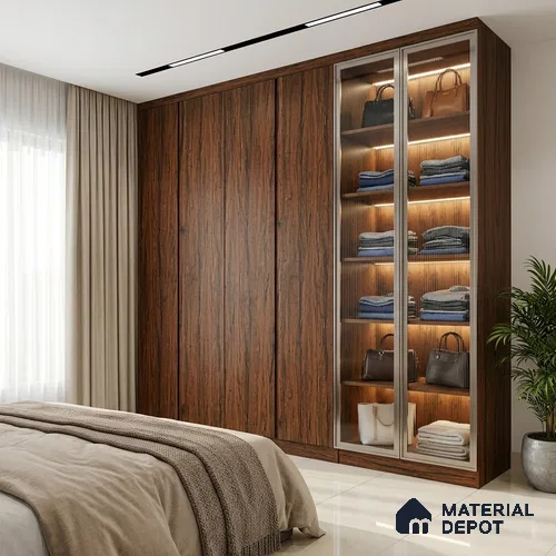 Wooden Look LM 19375 Tropical Wood 8 ft x 4 ft Texture Finish Decorative Laminate - 1 mm | Suitable for TV Unit, Wardrobe, Kitchen Cabinets