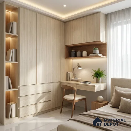Wooden Look LM 19381 Baraki Walnut 8 ft x 4 ft Texture Finish Decorative Laminate - 1 mm | Suitable for TV Unit, Wardrobe, Kitchen Cabinets