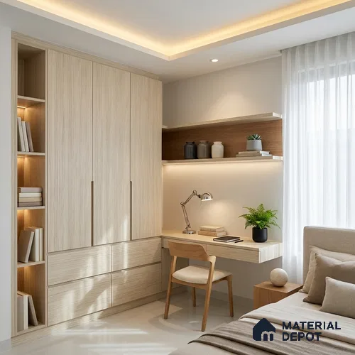 Wooden Look LM 19383 Baraki Walnut 8 ft x 4 ft Texture Finish Decorative Laminate - 1 mm | Suitable for TV Unit, Wardrobe, Kitchen Cabinets