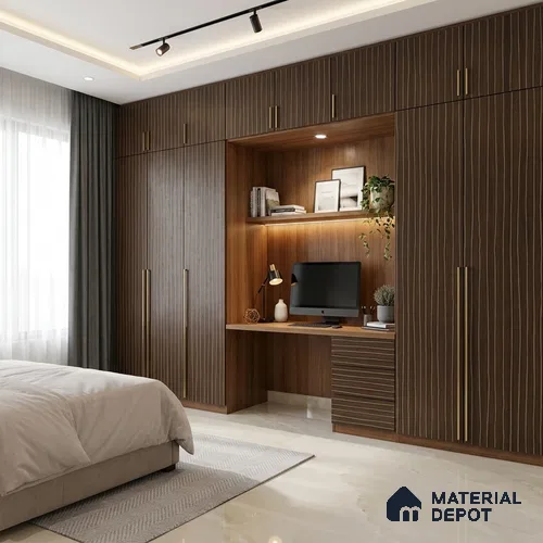 Wooden Look LM 19384 Wales Walnut 8 ft x 4 ft Texture Finish Decorative Laminate - 1 mm | Suitable for TV Unit, Wardrobe, Kitchen Cabinets