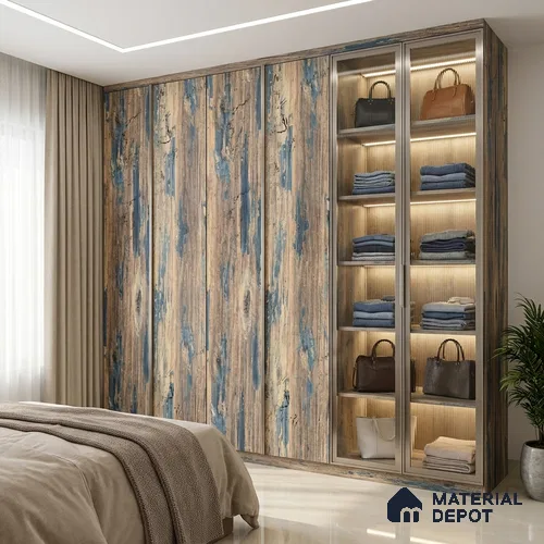 Wooden Look LM 19388 Eucalyptus Wood 8 ft x 4 ft Texture Finish Decorative Laminate - 1 mm | Suitable for TV Unit, Wardrobe, Kitchen Cabinets