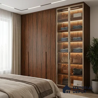 Wooden Look LM 19394 Tropical Wood 8 ft x 4 ft Suede Finish Decorative Laminate - 1 mm | Suitable for TV Unit, Wardrobe, Kitchen Cabinets