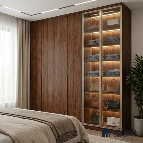 Wooden Look LM 19394 Tropical Wood 8 ft x 4 ft Suede Finish Decorative Laminate - 1 mm | Suitable for TV Unit, Wardrobe, Kitchen Cabinets