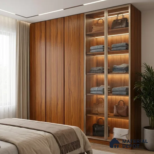 Wooden Look LM 19396 Apple Wood Usa 8 ft x 4 ft Suede Finish Decorative Laminate - 1 mm | Suitable for TV Unit, Wardrobe, Kitchen Cabinets