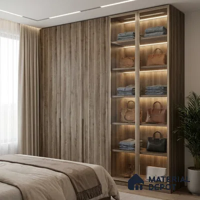 Wooden Look LM 19397 Walnut Lumber 8 ft x 4 ft Suede Finish Decorative Laminate - 1 mm | Suitable for TV Unit, Wardrobe, Kitchen Cabinets