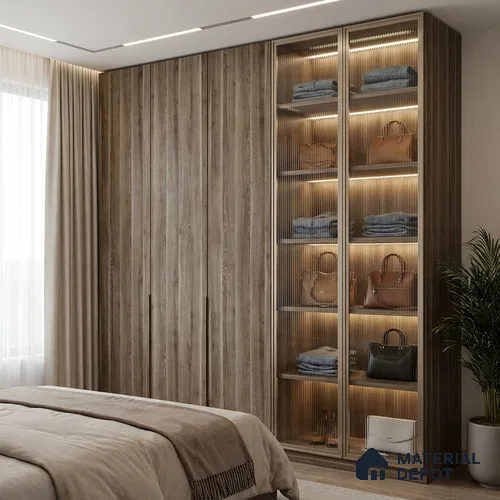 Wooden Look LM 19397 Walnut Lumber 8 ft x 4 ft Suede Finish Decorative Laminate - 1 mm | Suitable for TV Unit, Wardrobe, Kitchen Cabinets