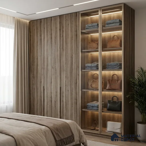 Wooden Look LM 19397 Walnut Lumber 8 ft x 4 ft Suede Finish Decorative Laminate - 1 mm | Suitable for TV Unit, Wardrobe, Kitchen Cabinets