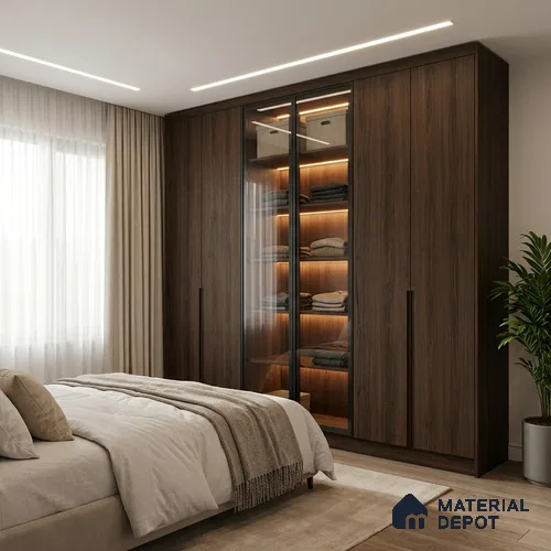 Wooden Look LM 19399 Catania Chestnut 8 ft x 4 ft Suede Finish Decorative Laminate - 1 mm | Suitable for TV Unit, Wardrobe, Kitchen Cabinets