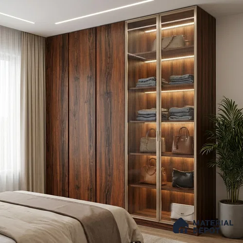 Wooden Look LM 19400 Caen Chestnut 8 ft x 4 ft Suede Finish Decorative Laminate - 1 mm | Suitable for TV Unit, Wardrobe, Kitchen Cabinets