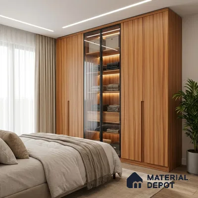 Wooden Look LM 19403 Waterloo Walnut 8 ft x 4 ft Suede Finish Decorative Laminate - 1 mm | Suitable for TV Unit, Wardrobe, Kitchen Cabinets