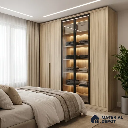 Wooden Look LM 19404 Wasum Walnut 8 ft x 4 ft Suede Finish Decorative Laminate - 1 mm | Suitable for TV Unit, Wardrobe, Kitchen Cabinets