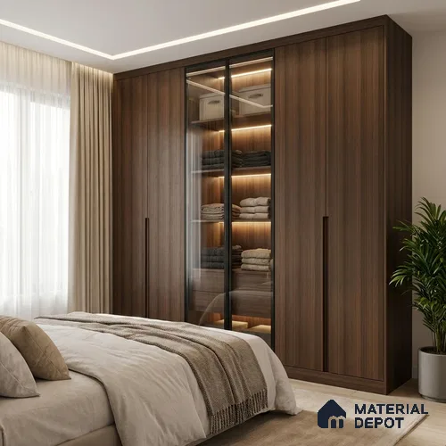 Wooden Look LM 19405 Wales Walnut 8 ft x 4 ft Suede Finish Decorative Laminate - 1 mm | Suitable for TV Unit, Wardrobe, Kitchen Cabinets