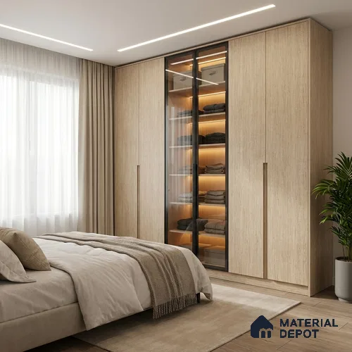 Wooden Look LM 19407 Mali Mahogany 8 ft x 4 ft Suede Finish Decorative Laminate - 1 mm | Suitable for TV Unit, Wardrobe, Kitchen Cabinets