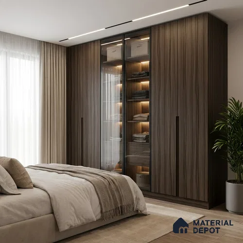 Wooden Look LM 19408 Marshal Mahogany 8 ft x 4 ft Suede Finish Decorative Laminate - 1 mm | Suitable for TV Unit, Wardrobe, Kitchen Cabinets