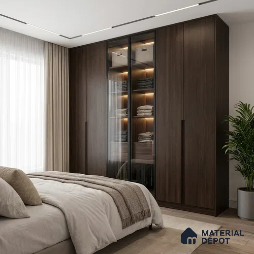 Wooden Look LM 19409 Walsall Walnut 8 ft x 4 ft Suede Finish Decorative Laminate - 1 mm | Suitable for TV Unit, Wardrobe, Kitchen Cabinets