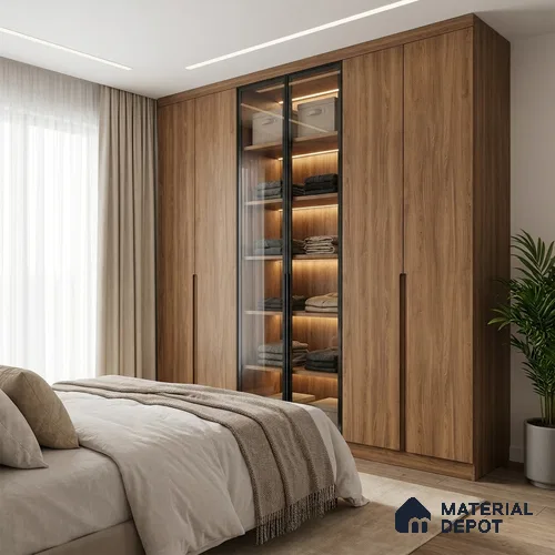 Wooden Look LM 19410 Waco Walnut 8 ft x 4 ft Suede Finish Decorative Laminate - 1 mm | Suitable for TV Unit, Wardrobe, Kitchen Cabinets