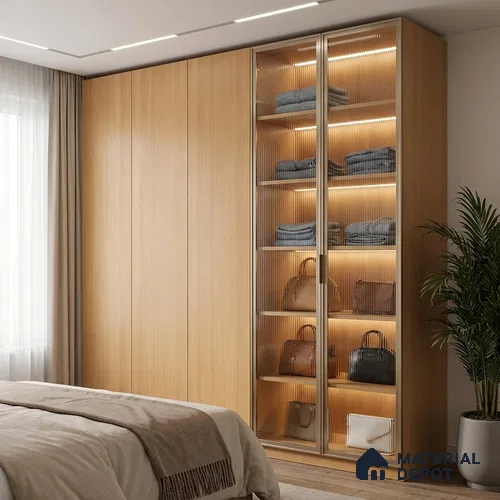 Wooden Look LM 19411 Basel Beech 8 ft x 4 ft Suede Finish Decorative Laminate - 1 mm | Suitable for TV Unit, Wardrobe, Kitchen Cabinets