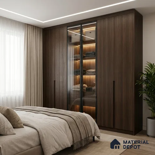 Wooden Look LM 19413 Brown Ipe 8 ft x 4 ft Suede Finish Decorative Laminate - 1 mm | Suitable for TV Unit, Wardrobe, Kitchen Cabinets