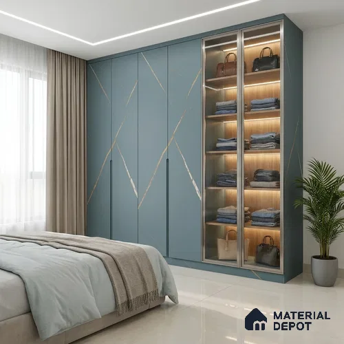 Blue Marble Look LM 20989 8 ft x 4 ft Matte Finish Decorative Laminate - 1 mm | Suitable for TV Unit, Wardrobe, Kitchen Cabinets