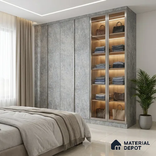 White Marble Look LM 20990 8 ft x 4 ft Matte Finish Decorative Laminate - 1 mm | Suitable for TV Unit, Wardrobe, Kitchen Cabinets