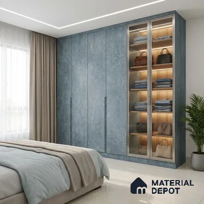 Blue Marble Look LM 20991 8 ft x 4 ft Matte Finish Decorative Laminate - 1 mm | Suitable for TV Unit, Wardrobe, Kitchen Cabinets