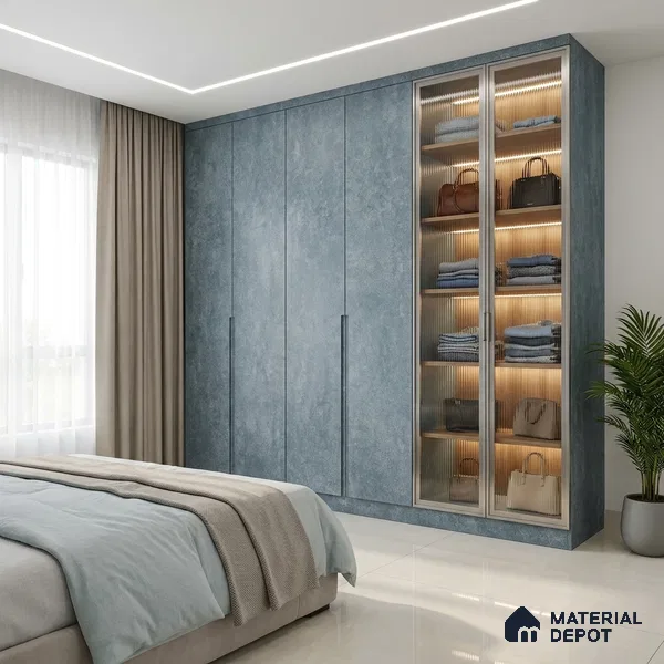 Blue Marble Look LM 20991 8 ft x 4 ft Matte Finish Decorative Laminate - 1 mm | Suitable for TV Unit, Wardrobe, Kitchen Cabinets