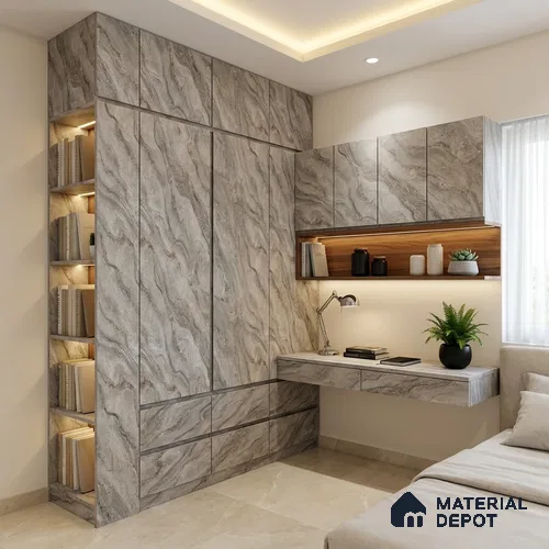 Grey Textured Solid Look LM 20995 8 ft x 4 ft Texture Finish Decorative Laminate - 1 mm | Suitable for TV Unit, Wardrobe, Kitchen Cabinets